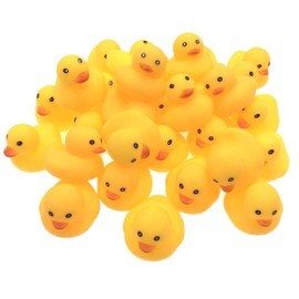 JZK 30 x Yellow Rubber Bath Ducks Swimming and Squeaky Mini Bath Toys for Kids Baby Bath Toys and Shower Birthday Party Supplies