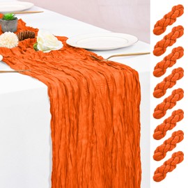 8 Pack Orange Table Runner 10FT Cheesecloth Table Runner Boho Gauze Table Runners Long Rustic Sheer Fabric Table Runners for Wedding Party Bridal Shower Farmhouse & Home Decor