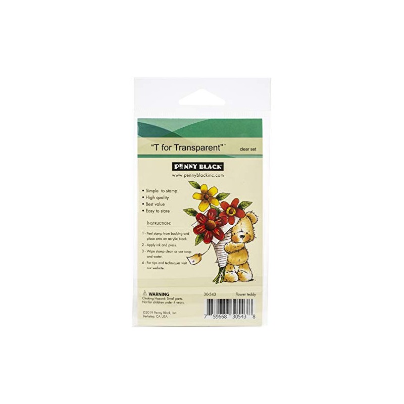 Penny Black Clear Stamps-Flower Teddy 3"X4"