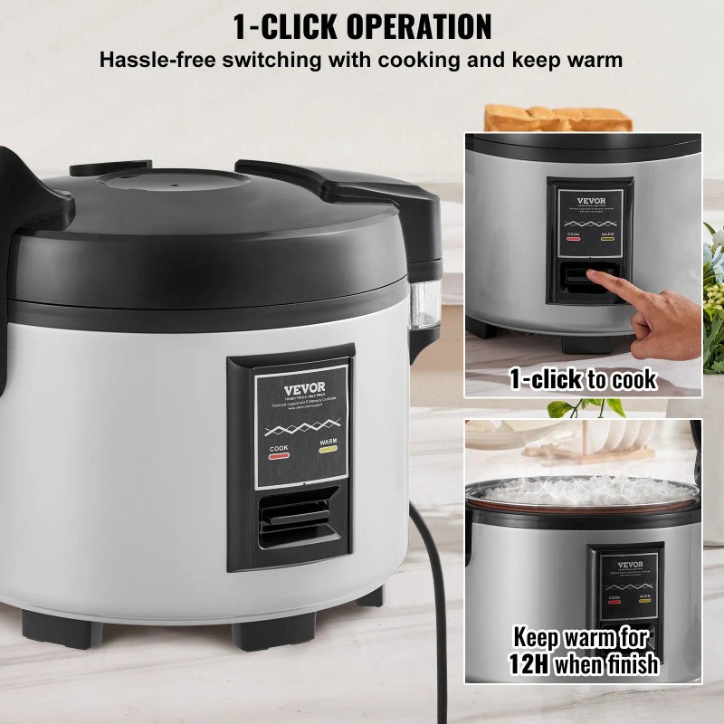 Commercial 60-Cup Rice Cooker 13.74 Qt/13 Liter Large Nonstick Inner
