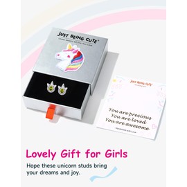 Birthstone Unicorn Stud Earrings, 925 Sterling Silver, Exclusive Unicorn Gift Box for Birthday Gifts Valentine's Day Christmas Gift-August