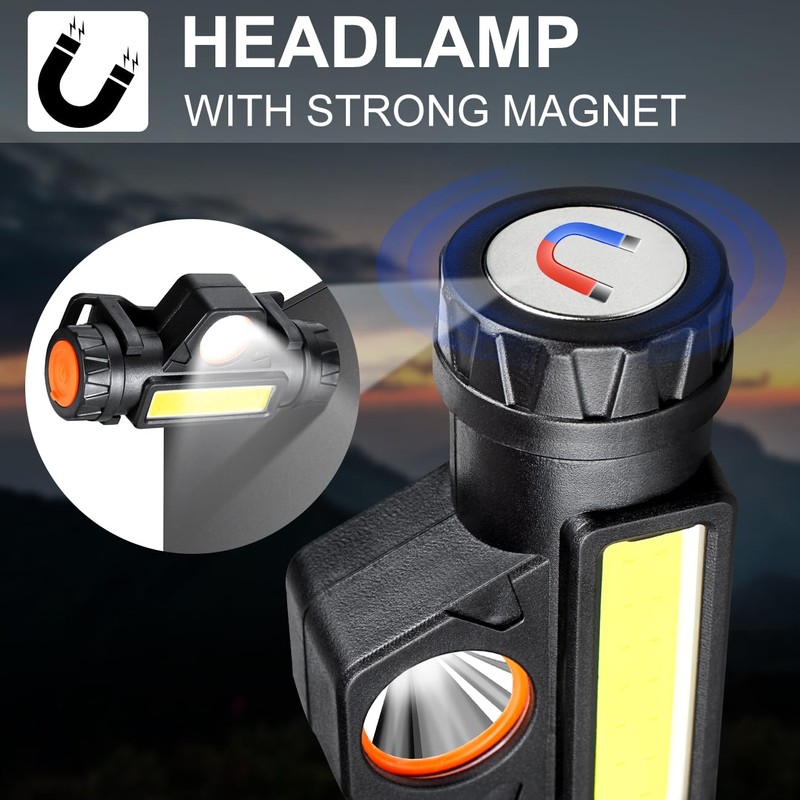 Skywolfeye Rechargeable Headlamp Super Bright LED Head Torch,Adjustable Beam,Lightweight Head