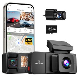 REDTIGER 2.5K 3 Channel Dash Cam with WiFi, 2.5K+1080P+1080P Dash Cam Front and Rear Inside, 3.18'' Screen, Included 32GB Card, IR Night Vision, Loop Recording, 24H Parking Mode, Support Max 256GB(A3)
