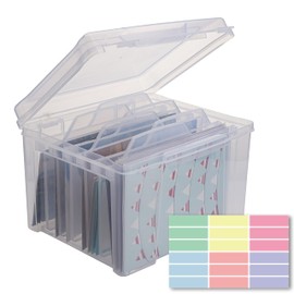 WRVCSS Greeting Card Storage & Organizer Box with 6 Removable Dividers for Holiday Birthday Get Well Cards Photos, Crafts, Scrapbooking(Clear)