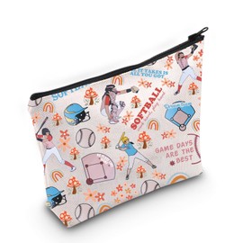 Softball Player Gift Softball Cosmetic Bag Softball Lover Gift Softball Coach Gift Softball Mom Gift (Work hard play hard Bag)