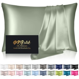 Silk Pillowcase for Hair and Skin, Mulberry Silk Pillow Cases Standard Size, Anti Acne Cooling Sleep Both Sides Natural Silk Satin Pillow Covers with Hidden Zipper, Gifts for Women Men, Sage Green