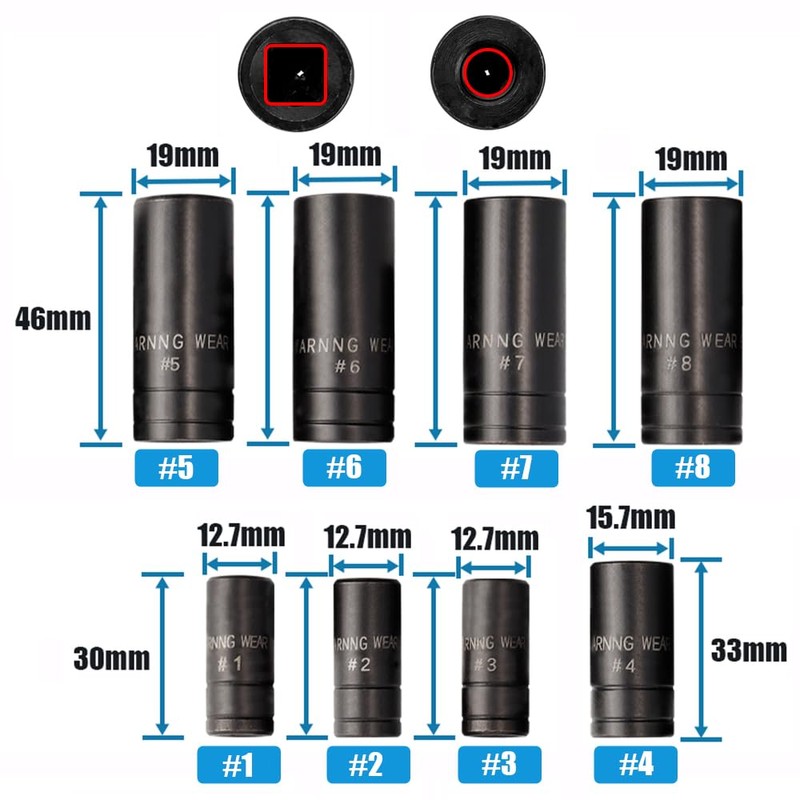 Yakamoz Tap Socket Set, 8 Pcs Tap Socket Wrench Set