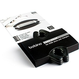 Bobino Cord Wrap - Medium - 3 Piece Pack - Black - Stylish Cable and Wire Management/Organizer