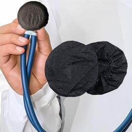 Disposable Stethoscope Covers, Non-Woven Stethoscope Head Sleeves for Home & Clinic, 2.4" Diameter, Pack of 100 (Black)