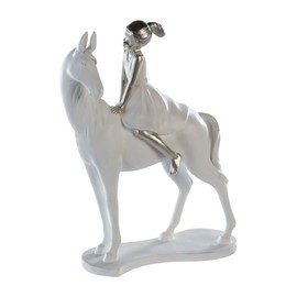 Casablanca Decorative Figure - Girl on Horse 25 cm White Silver - Girl on Horse Sculpture - Height 25 cm