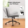 Marsail Armless-Office Desk Chair with Wheels: PU Leather Cross Legged