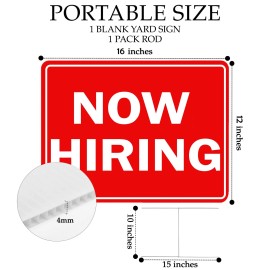 DAJDC Now Hiring Business Yard Sign Double Sided With Stake Large 16 Inch By 12 Inc...