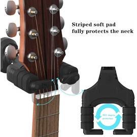 AUPHY Guitar Wall Mount Guitar Hooks, Self-Locking Function, Suitable for All Types of Guitars and Basses