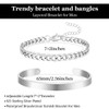 COYUN 2 Pieces Silver Bracelets for Men Stainless Steel Bracelets