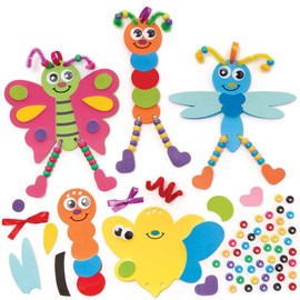 Baker Ross FC724 Foam Rubber Beetle Craft Set with Beads - Pack of 5, Set for Children for Crafts and Decorating, Ideal for Children's Birthday Crafts