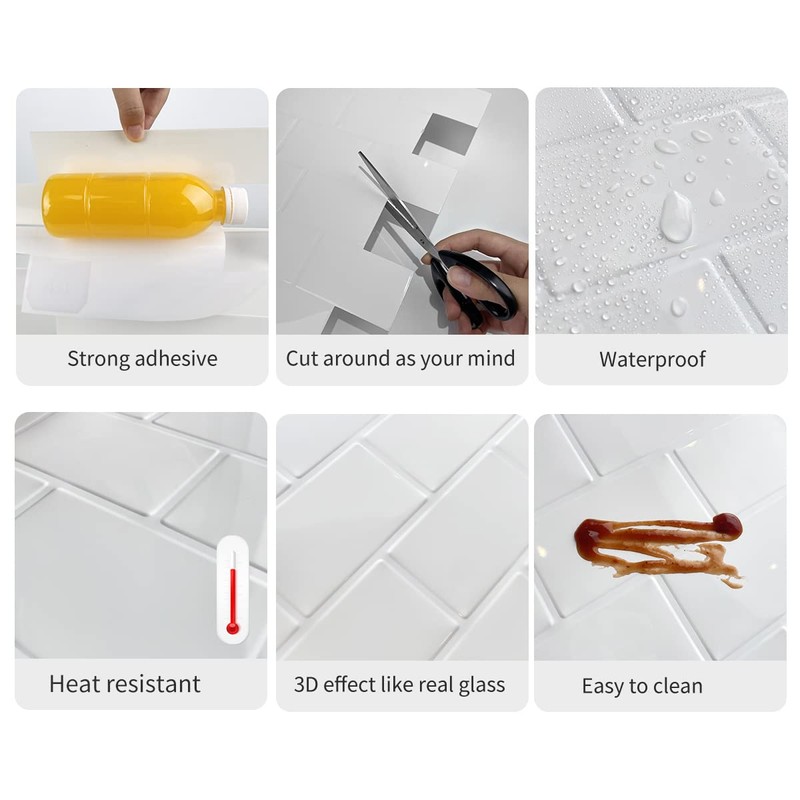 WoStick Peel and Stick Wall Tiles 1.6mm Thick 10 Sheets