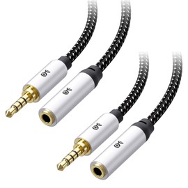 Cable Matters 2-Pack Long Headset Extension Cable - 15ft, TRRS with Mic Support, 3.5mm Extension Cable, Gaming Headset Extended Cord, Black