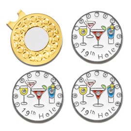 Amy Sport Golf Ball Marker with Magnetic Hat Clip Gold Value Sets, Metal Markers Holders Removable Easily Attach to Cap or Belt, Golf Divot Tool Accessories for Men Women Golfer (Wine)