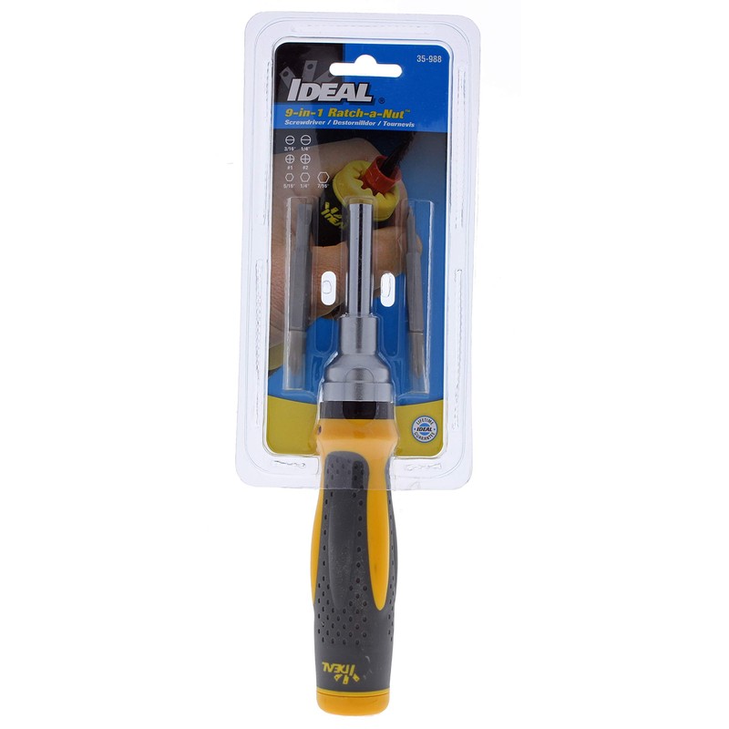 IDEAL Electrical 35-988 Ratch-A-Nut Screwdriver 9-In-1 Ratcheting Nut Driver with