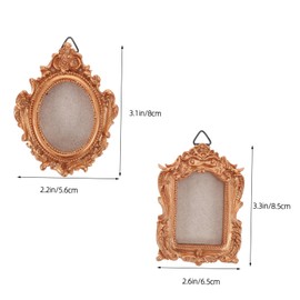 ULTECHNOVO 2pcs Mini Vintage Resin Picture Frames with Built in Hooks for Wall Hanging Fade Resistant Small Photo Holders Lightweight Portable Home and Wedding Decor