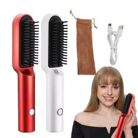 Hair Straightener USB Rechargeble Portable Hair Straightener Brush Hot Comb