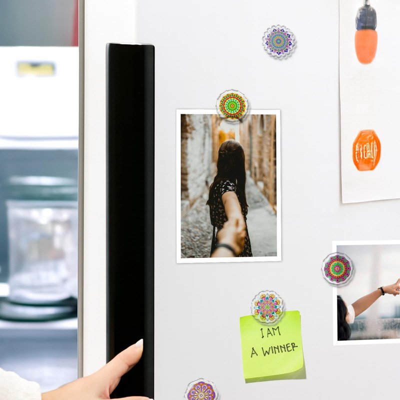 Nuvretk 12PCS Mandala Fridge Magnets – Acrylic Refrigerator Magnets with