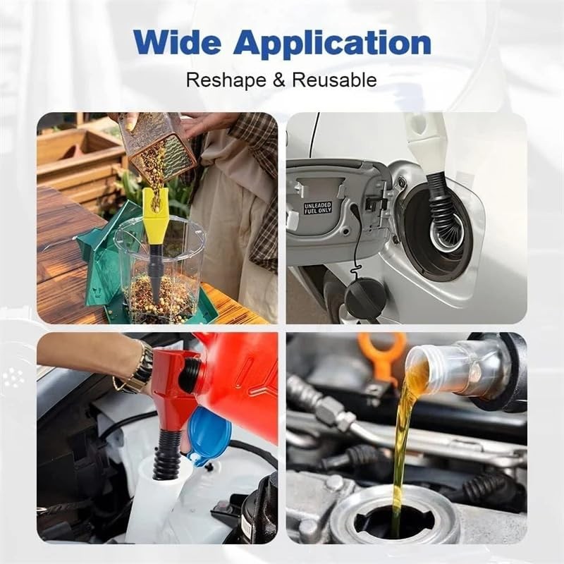 Flexible Car Refueling Funnel, Retractable Automotive Fuel Funnel, Flexible Draining