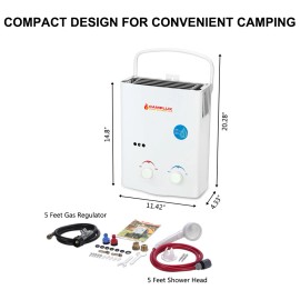 Camplux Tankless Water Heater LPG Gas Instant Hot Boiler Portable Camping Shower - White Water Heater