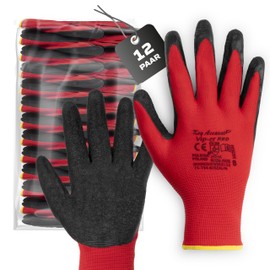 Covent VIP-ER RED Men's Work Gloves Size 8 (Set of 12) - Assembly Gloves Category II - EN388 2121X - Construction Gloves for Moving Helpers, Logisticians and Construction Workers