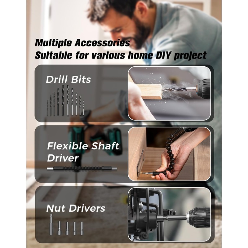 Cordless Drill, 20V MAX Power Drill Set with 2.0Ah Power