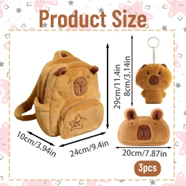 Capybara Backpack,Cute Capybara School Bag with Pencil Case and Capybara Keychain,Adorable Plush Animal Backpack for School and Travel,Soft Plush Backpack for Kids, Lightweight and Durable for School