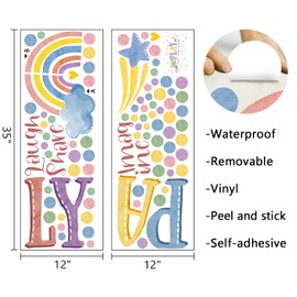 Mfault Playroom Wall Decals Stickers, Inspirational Play Share Laugh Imagine Quotes Nursery Classroom Decorations Bedroom Art, Rainbow Polka Dots Neutral Toddlers Kids Room Decor Gifts