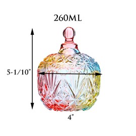Danmu Colorful Glass Storage Jar with Lid, Candy & Cookie Jar, Jewelry Box, Buffet & Biscuit Containers (260ml / 9oz)