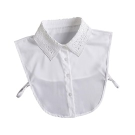 Artibetter Detachable White Fake Collar for Women Shirt Collar Accessory Breathable Chiffon Lace
