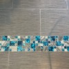 Hominter Gray Marble Backsplash Tile Polished Stone Teal Blue Glass