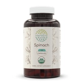 HerbEra Spinach 120 Capsules, 500 mg, USDA Organic Spinach (Spinacia oleracea) Dried Leaf (120 Capsules)