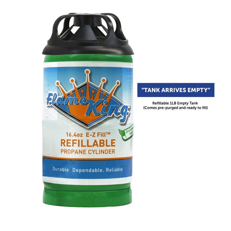 Flame King 1LB EMPTY Propane Cylinder Tank – Refillable –