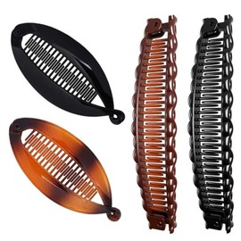 Pack of 4 Banana Clips, Banana Clip, Non-Slip Vintage Banana Clip for Women, Thick and Thin, Long, Curly, Straight Hair, Ponytail, Fishtail, Banana Hair Clip for Fashionable Hairstyles