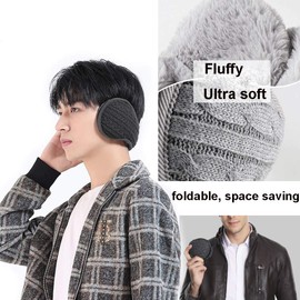 IBLUELOVER Unisex Foldable Earmuffs Winter Warm Fleece Ear Warmers Thermal Knitted Plush Ear Muffs Faux Fur Adjustable Ear Cover for Men Women Kids Cycling Skiing Snowboarding Outdoor