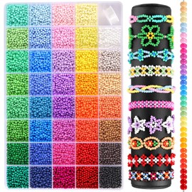 Funtopia Uniform 3 mm Beads for Bracelets, 39 Colours, 8200 Pieces Beads for Threading, Bead Set, Children, Girls, Friendship Bracelet Kit for Craft Set