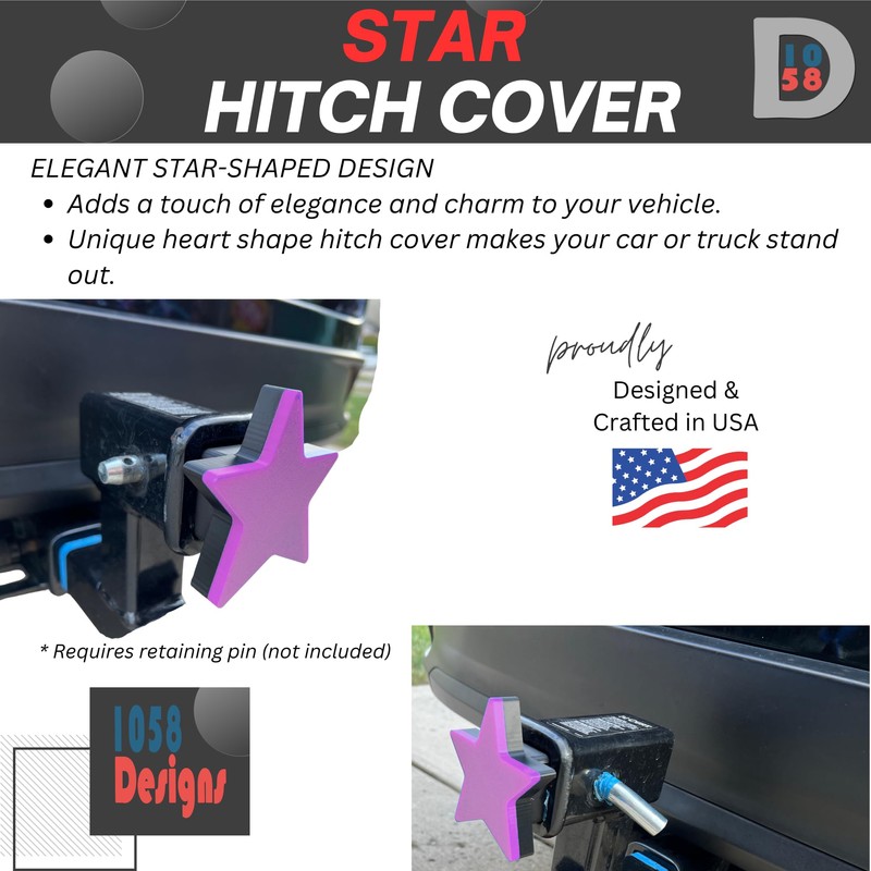Star Hitch Cover Fits 2 inch Receivers Class 3 4