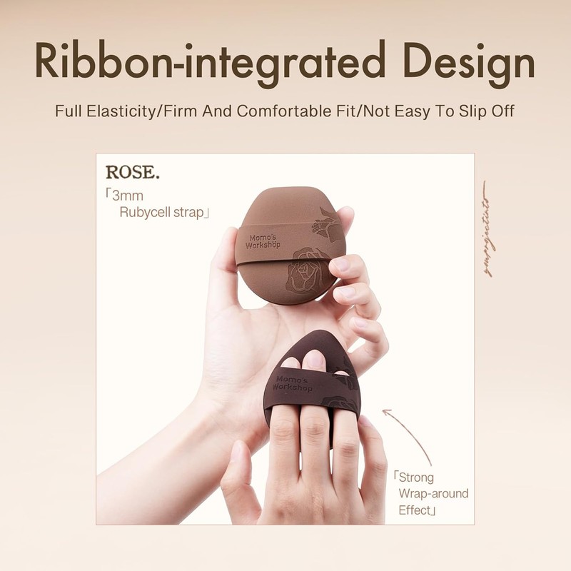 Momo's Workshop Rose Tatami Makeup Sponge Set,Double-Sided Flat-Edge Shape Rubycell