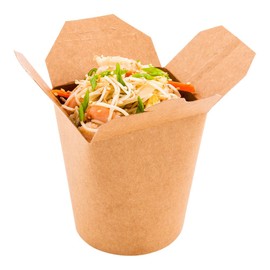 Restaurantware Bio Tek 3.3 x 3 x 4 Inch Food Containers 50 Durable Noodle Boxes - Disposable Sustainable Kraft Paper 16-Ounce Takeout Boxes Round For Takeouts And Delivery Or Picnics