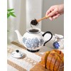 Magclay 45 Ounce Tea Pot with Infuser, Ceramic Blue and