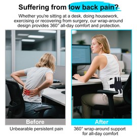 HANTSKOP Back Brace for Lower Back Pain, Lumbar Support Belt for Women and Men with Lumbar Pad, Lower Back Brace with Adjustable Strap for Work, Herniated Disc, Sciatica, Scoliosis (Gray, Large)