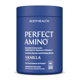 BodyHealth PerfectAmino Powder - BCAA and EAA Powder for Pre and Post Workout - Amino Acid Energy Drink to Support Lean Muscle and Recovery - NSF Certified for Sport - Vanilla - 66 Servings