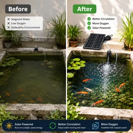 Solar Pond Water Pump for Outdoor Circulation – 9V 6W Submersible Pump Kit for Fish Tanks & Reservoirs