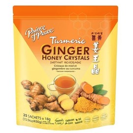 Prince Of Peace Instant Ginger Honey Crystals w/ Turmeric, 25 Sachets Honey Tea