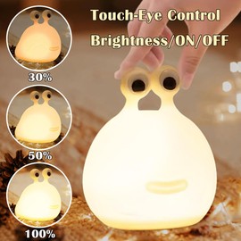 Kabvu Cute Slug Night Light,LED Squishy Silicone Animal Lamp,3 Level Dimmable Touch Sensor Timer for Breastfeeding,Rechargeable Slug Lamp for Bedroom Decor