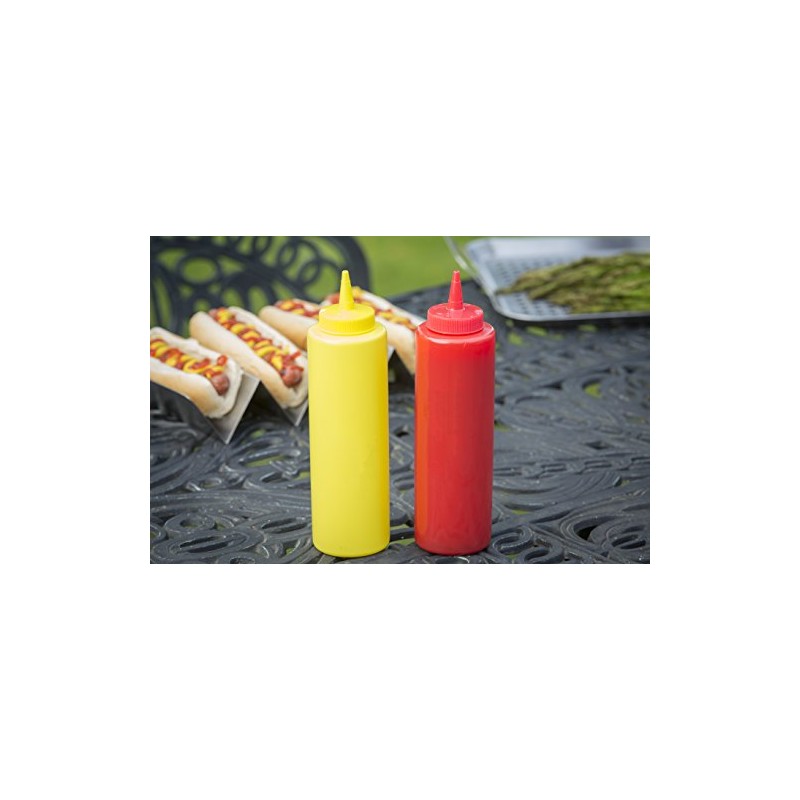 TableCraft Nostalgia 2-Piece Ketchup and Mustard Dispenser Set, 12-Ounce, Red/Yellow